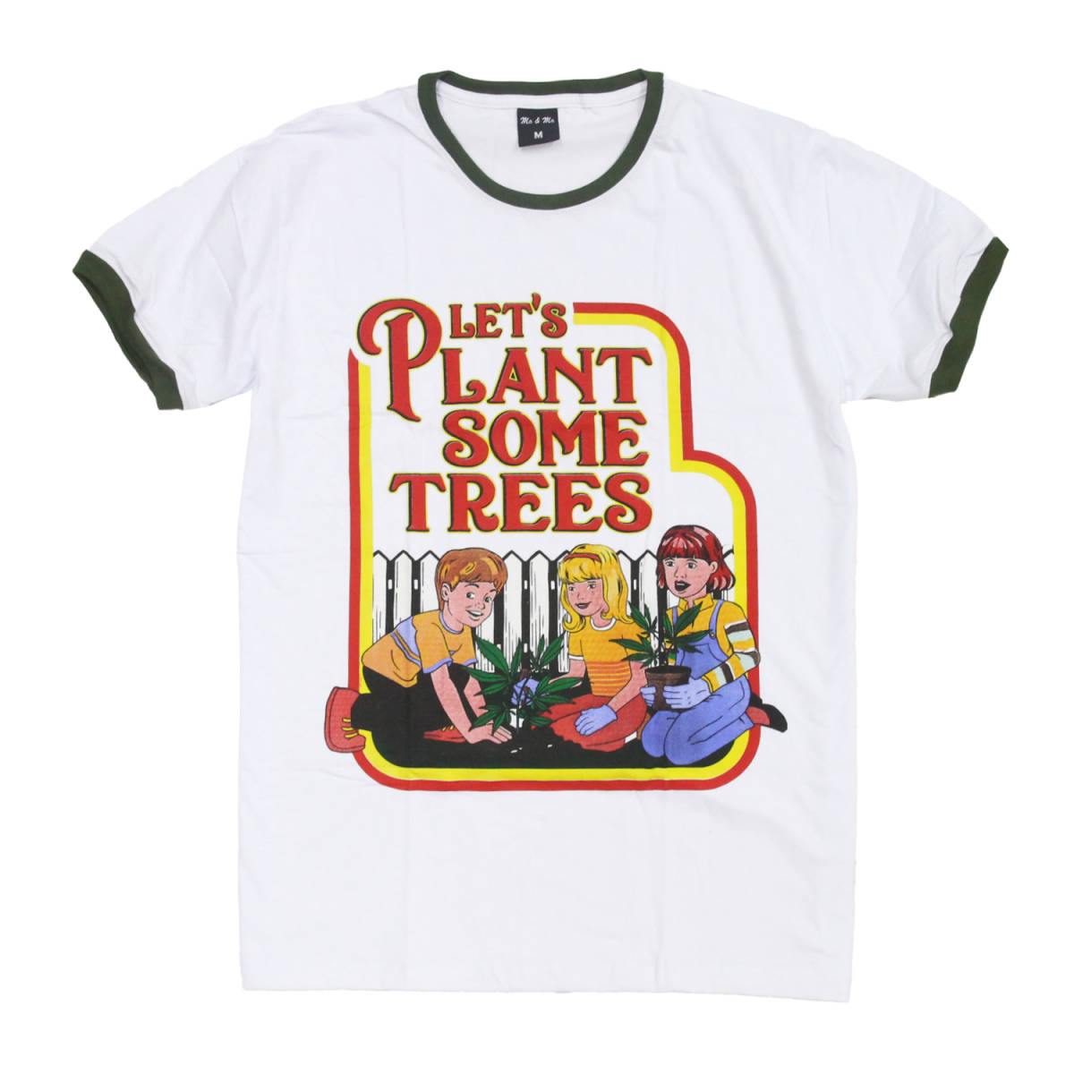 リンガーTシャツ トリム アメカジ レトロプリント 大麻 ストリート系 デザインTシャツ おもしろTシャツ メンズ 半袖★tsr0858-grn-m_画像1