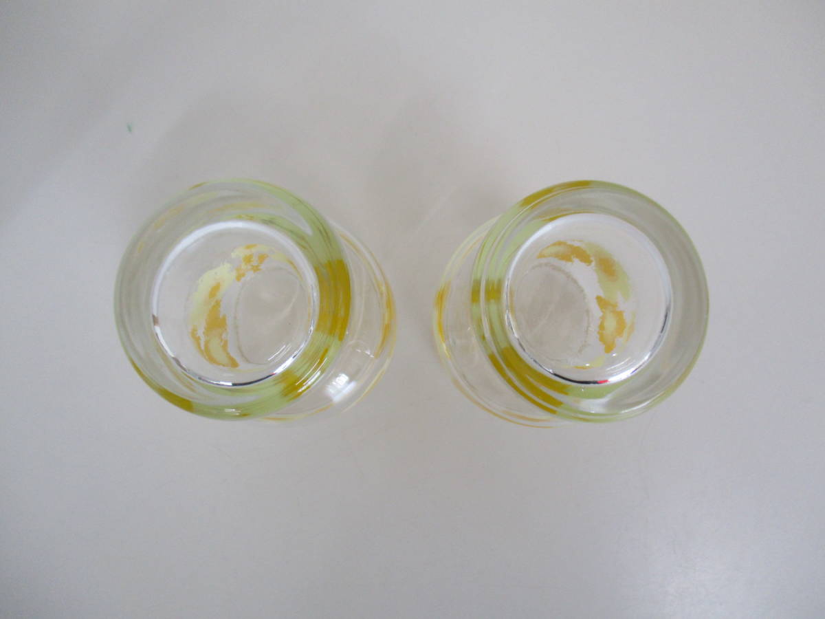 F02 グラス コップ 花柄 2個セット レトロ レア ガラス製 ポップ カワイイの画像4