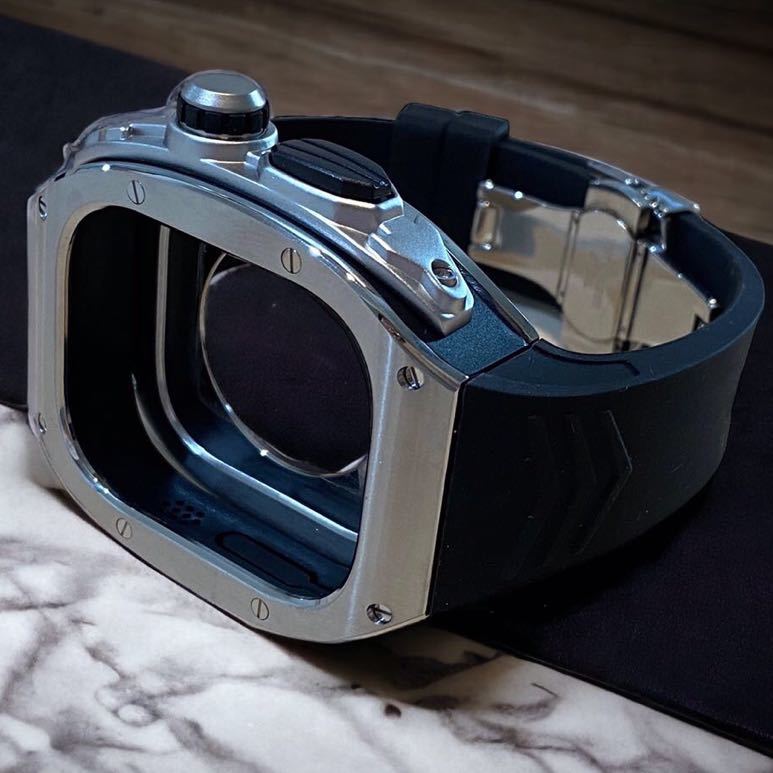 黒銀49mm apple watch ultra アップルウォッチウルトラ メタル ケース