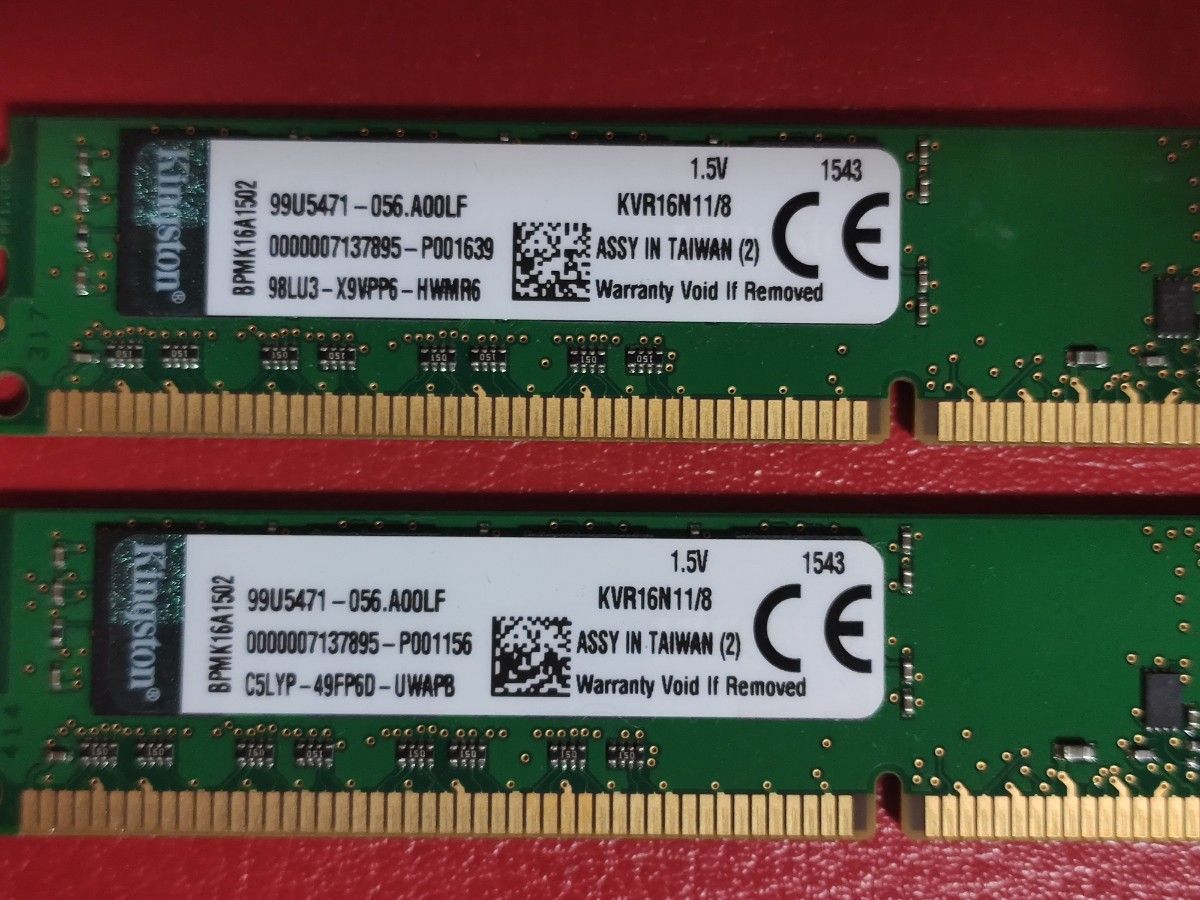 Kingston デスクトップ用メモリ 8GB×2 合計 16GB DDR3 1600 省スペース