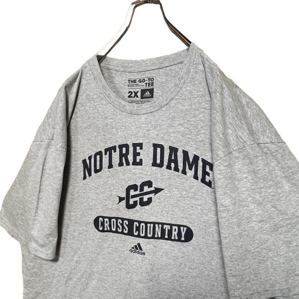 ★BIGサイズ★ adidas 半袖Tシャツ 2X グレー 「NOTRE DAME」ロゴプリント クリーニング プレス済み 古着 USED ネコポス可 sn102_画像7