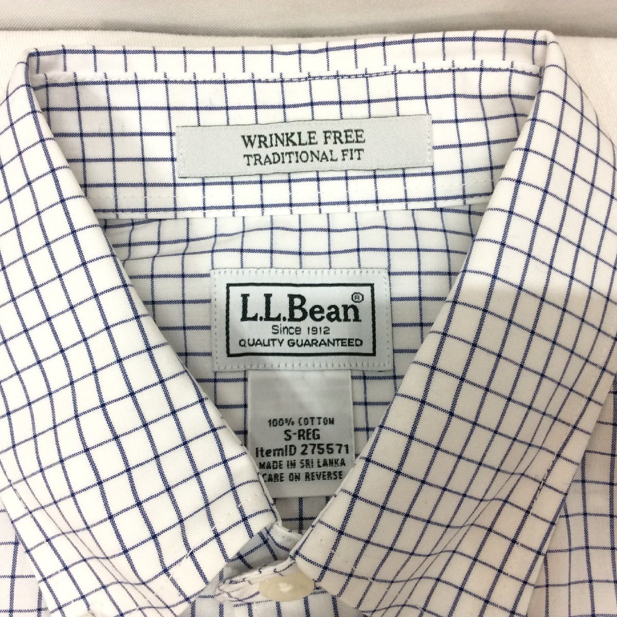 L.L.Bean エルエルビーン メンズ 半袖シャツ S ホワイト×ブルー