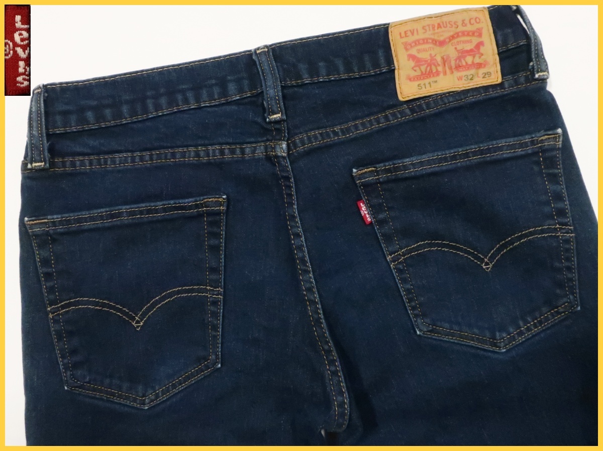 即決★Levi's 511 W32 エジプト製 ジーンズ デニム インディゴ ストレッチ スキニー スリム メンズ 紙パッチ リーバイス スモールe_画像1