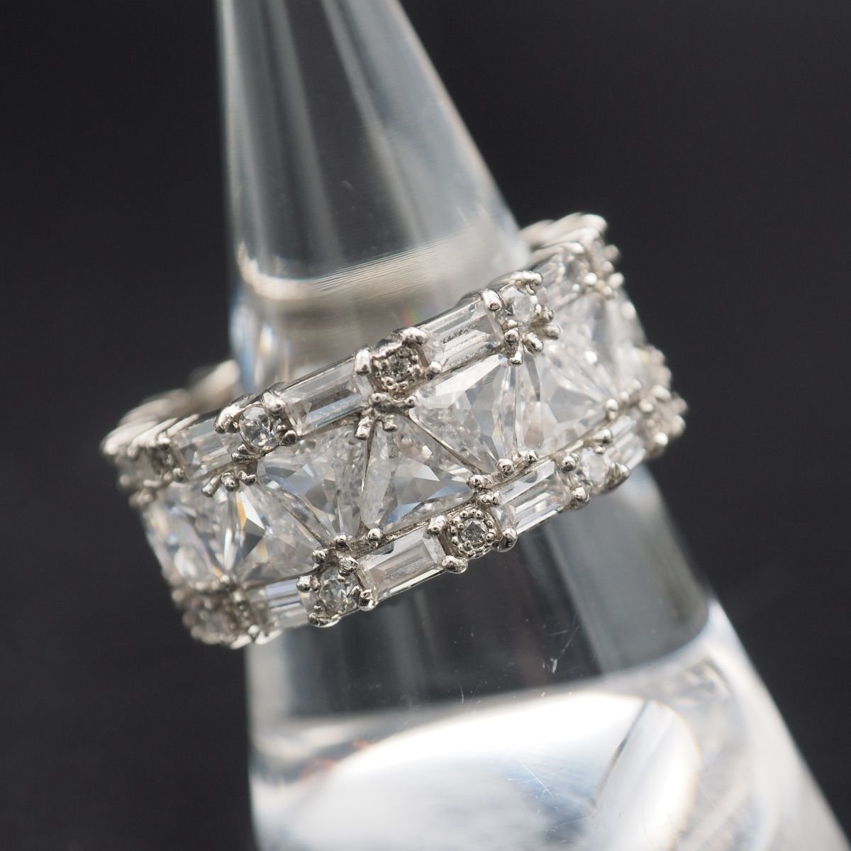 C132 IEI ダイヤモンド 0.06ct 925刻印 リング フルエタニティ パヴェ デザイン シルバー 指輪 4月誕生石 20号