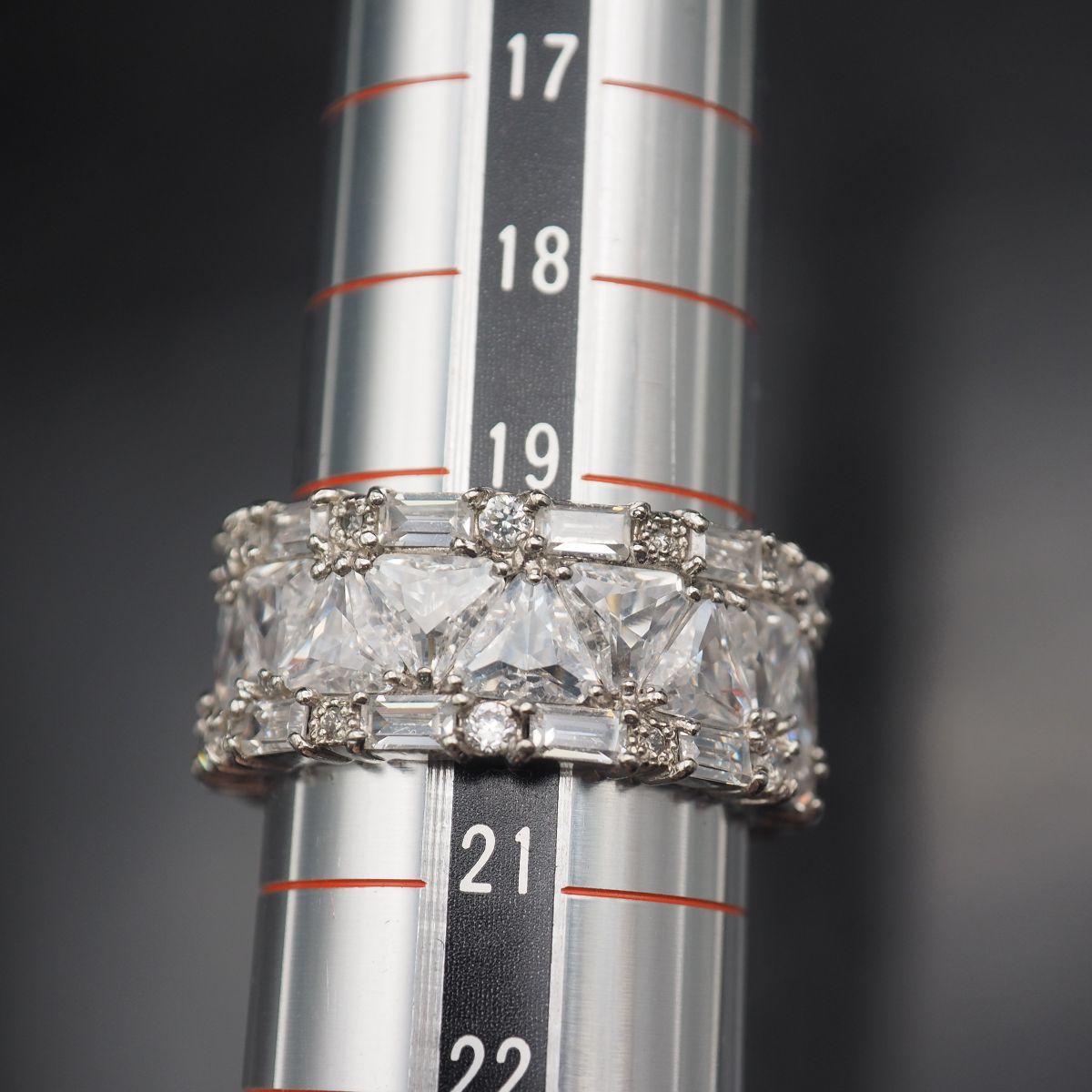 C132 IEI ダイヤモンド 0.06ct 925刻印 リング フルエタニティ パヴェ デザイン シルバー 指輪 4月誕生石 20号