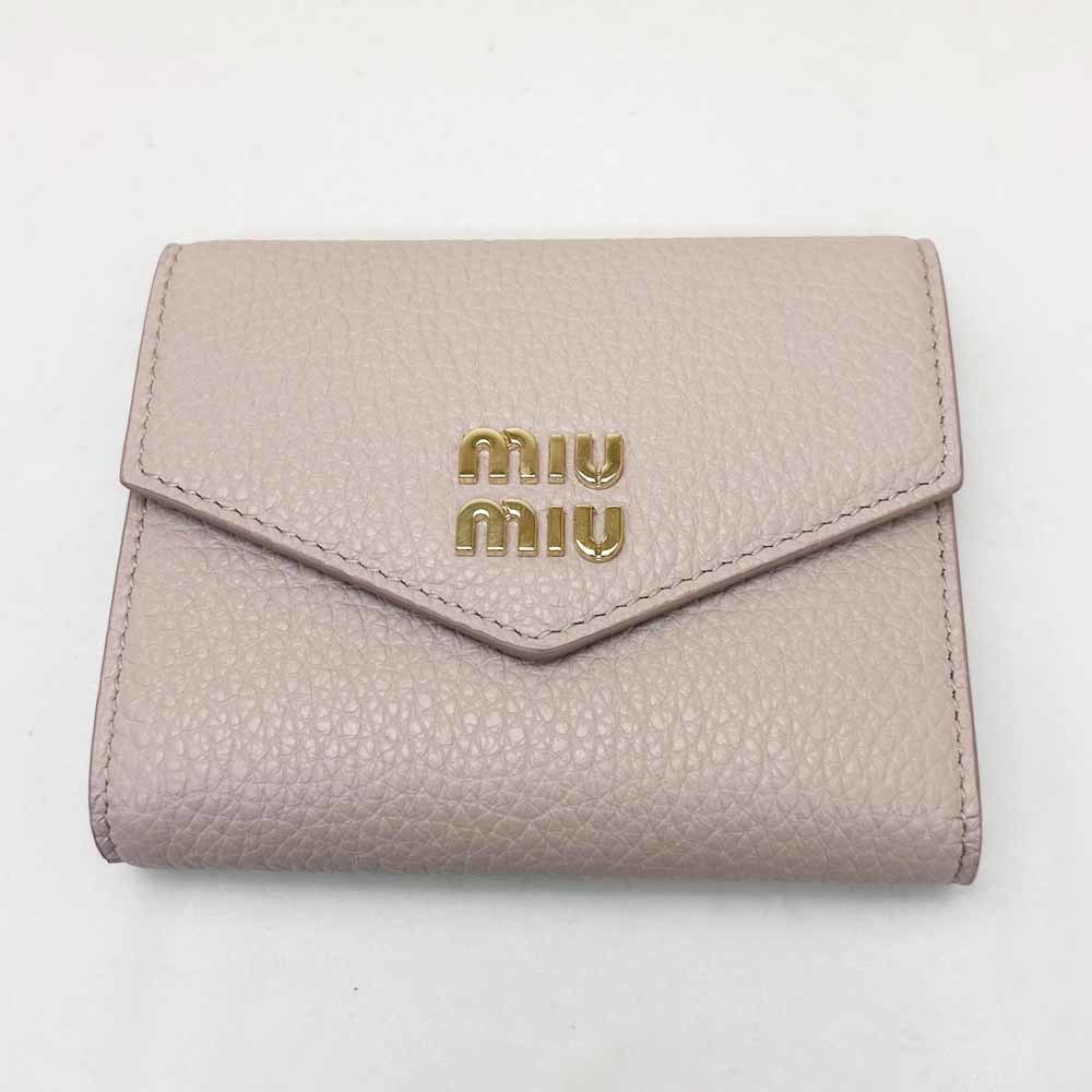 新品 MIU MIU ミュウミュウ 三つ折り財布 5MH040 ピンク