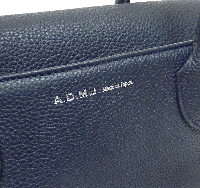[ unused goods super-beauty goods ] A.D.M.J ADMJe-ti M J handbag tote bag Mini leather navy blue lady's simple light 
