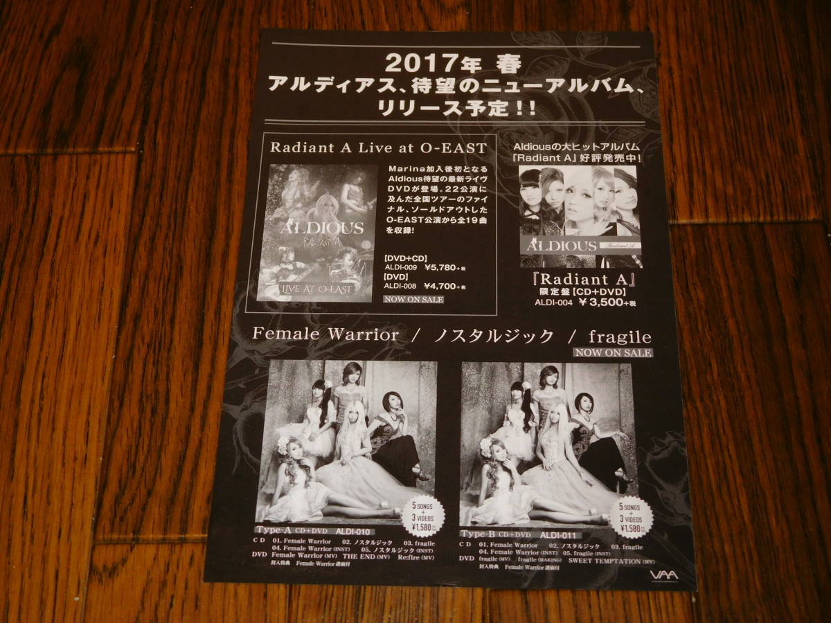 ALDIOUS TOUR 2017 非売品フライヤー！ アルディアス_画像2