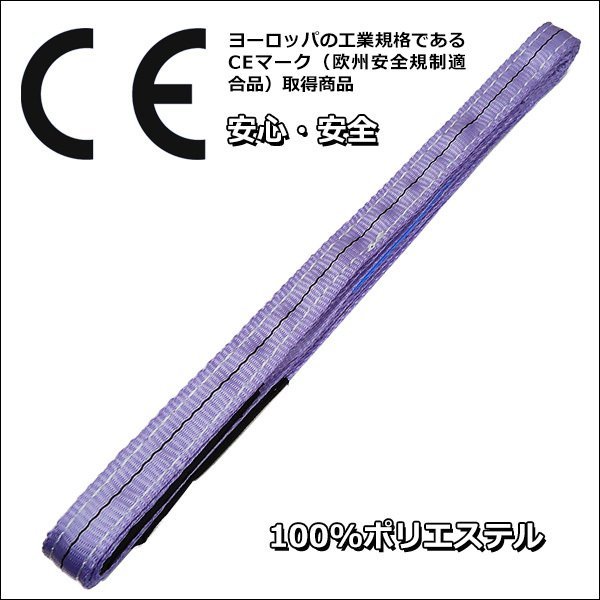 CE規格品 ナイロンベルトスリング 25mm×3m ストレート吊1T【2本セット】両端アイ型/22Ξ_画像2