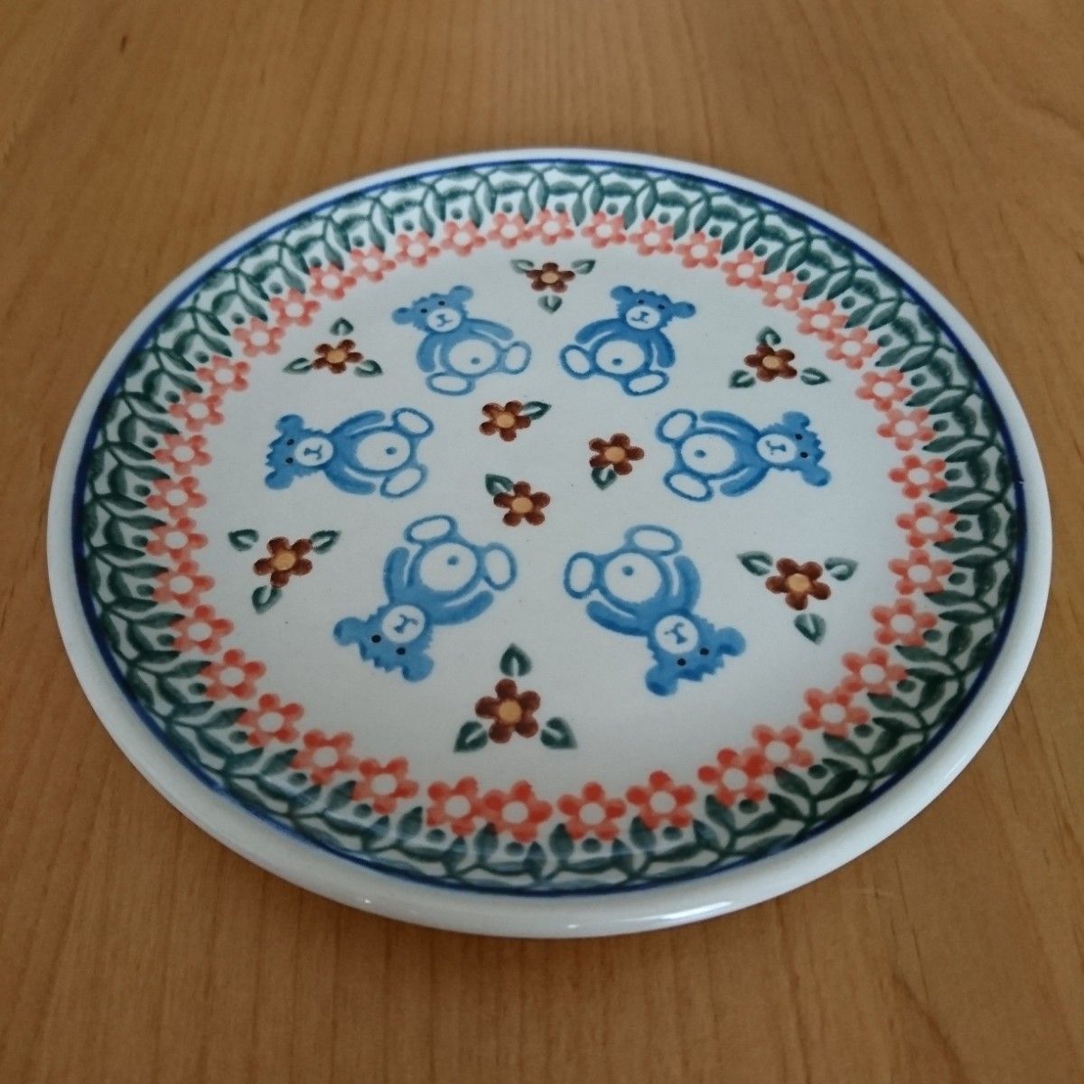 ポーリッシュポタリー 16cm平皿(青いクマ)