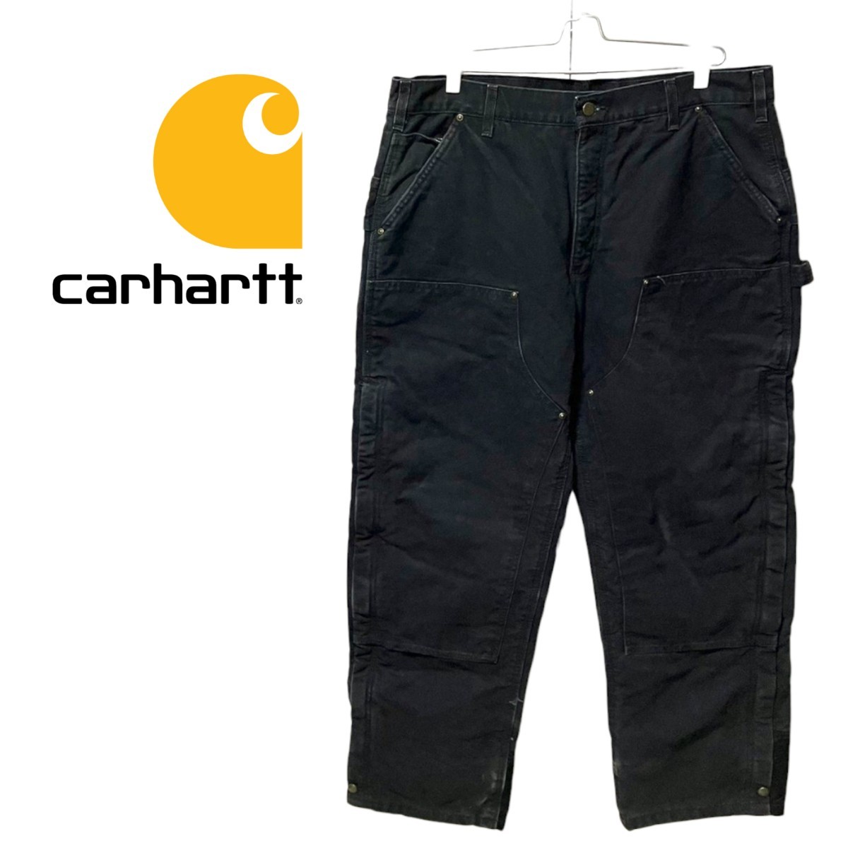 適切な価格 【Carhartt】 ダブルニーダックブラックペインターパンツ A