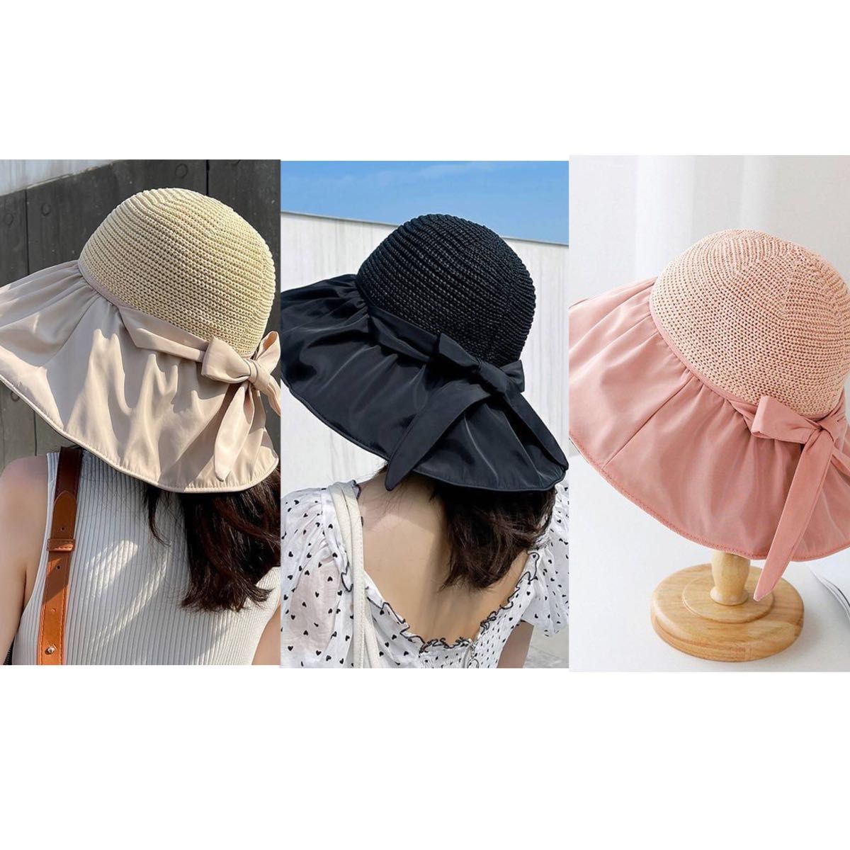 レディース 帽子 サンバイザー 日焼け防止 白 夏 海 インポート