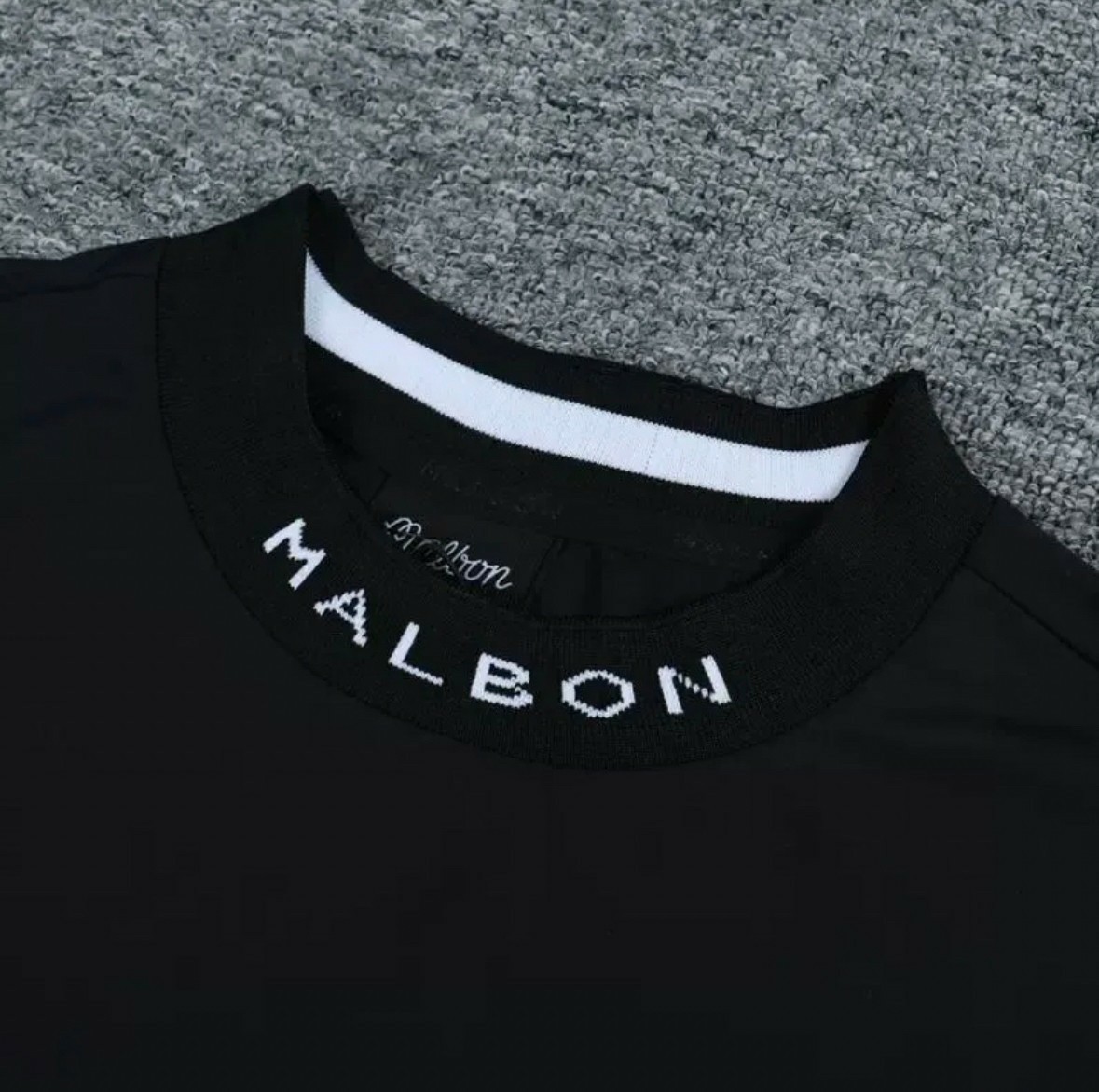 《L》マルボンゴルフ モックネック Tシャツ ブラック 韓国 ゴルフ