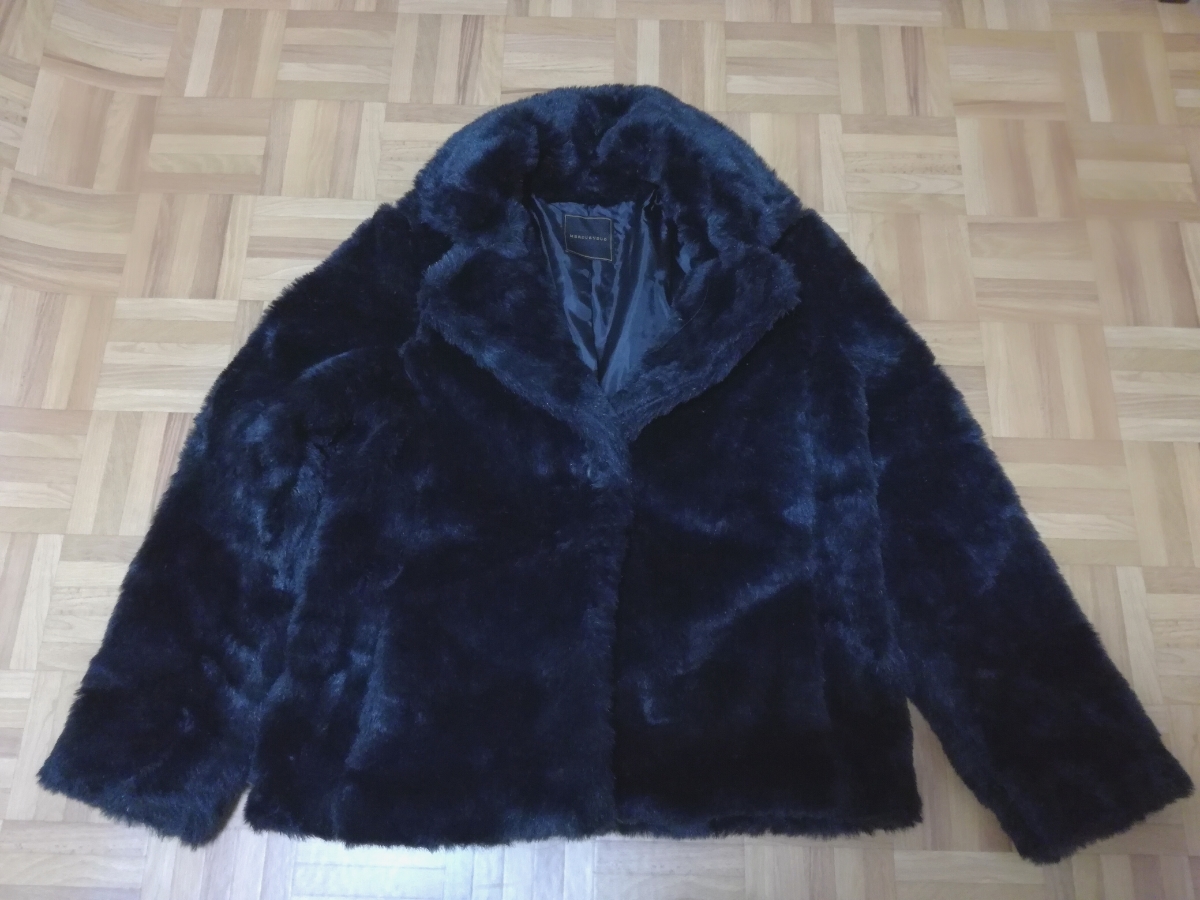 Y4525*MERCURYDUO* eko fur short coat * black *F