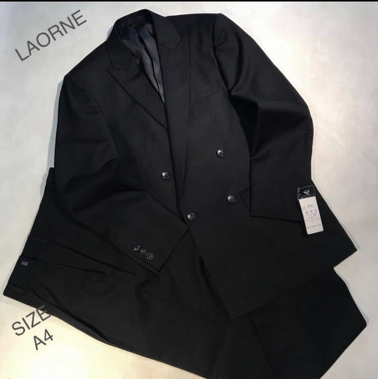 ★紳士服工房★【大創業祭】★新品★未使用LAORNE4ッ釦1ッ掛け礼服ダブル スーツ/サイズA4冠婚・葬祭・式典/礼装礼服/オールシーズン限定の画像1