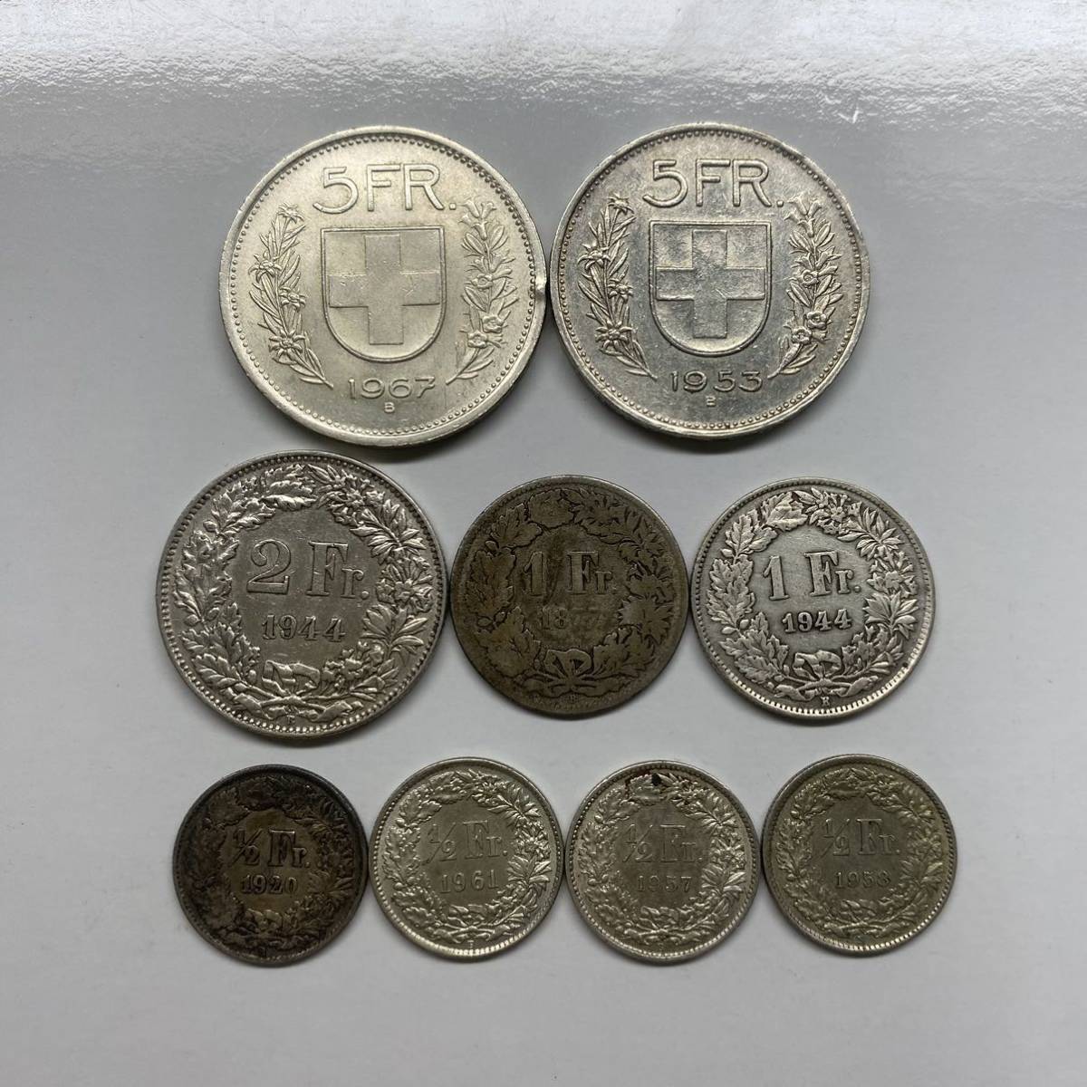 スイス 銀貨 9枚まとめて 外国コイン 外貨 海外硬貨 古銭 | anjale.lk