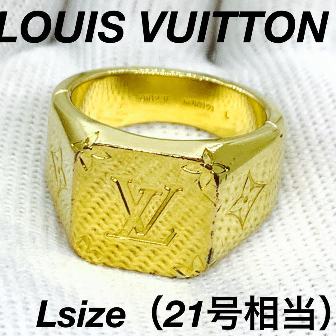 LOUIS VUITTON Ring M80191 Signet Ring Monogram Vuitton SizeL metal gold