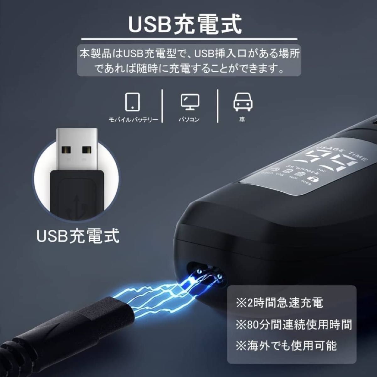 電動髭剃り　電動シェーバー　防水　低騒音　USB充電 メンズシェーバー ひげそり 電気カミソリ