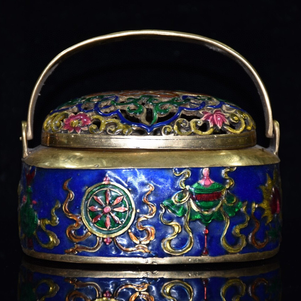 豪華で新しい 景泰藍 描金 銅製 ▽鴻▽ 琺瑯彩 中国古美術 中国古玩 古
