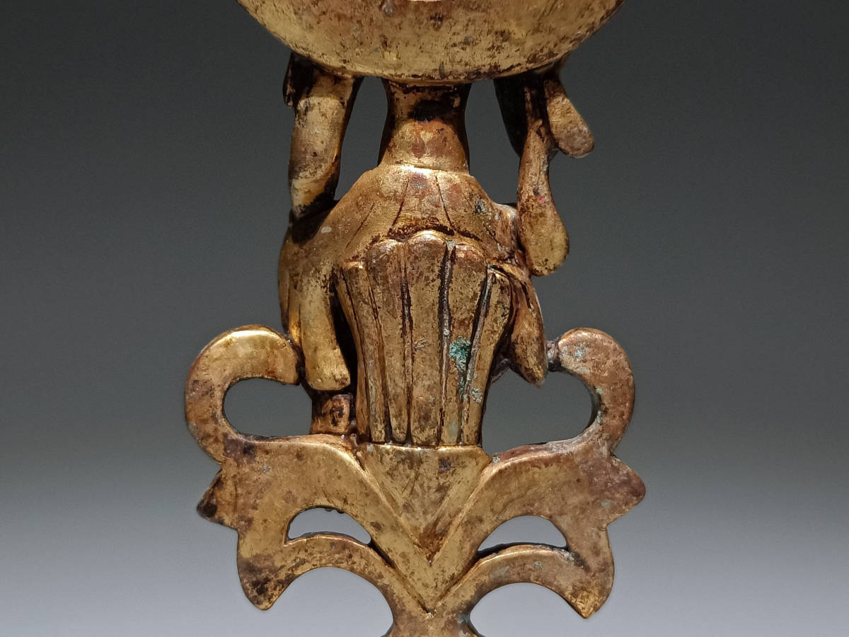 ▽鴻▽ 唐 青銅製 塗金 觀音坐像 供養品 置物 古賞物 中国古玩 中国古