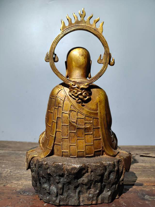 お取り寄商品 ▽鴻▽ 銅製 塗金 地藏王菩薩像 置物 古賞物 中国古玩