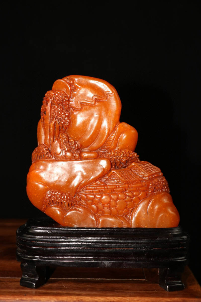 世界的に有名な 田黄石 寿山石 ▽鴻▽ 細密彫 中国古美術 中国古玩 古