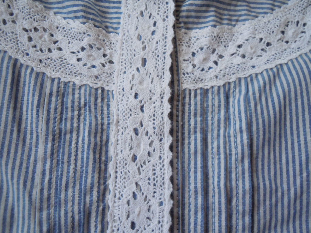  Jill bai Jill Stuart stripe blouse shirt superior article / flower race pin tuck puff sleeve short sleeves cut and sewn spring floral print lady's 