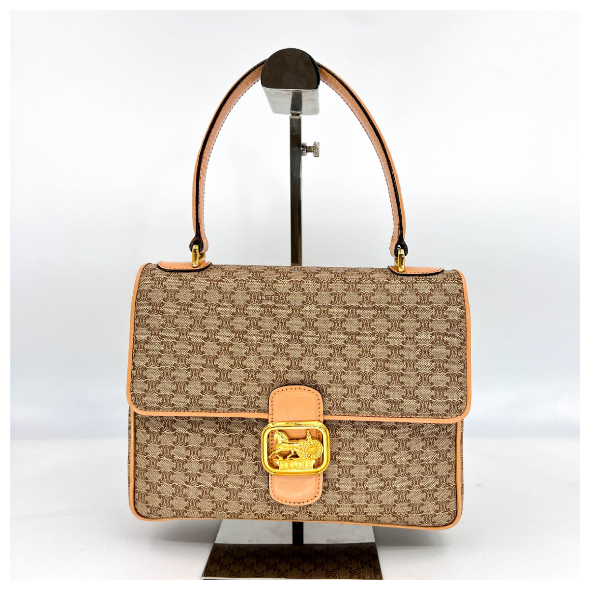 1円~☆極美品☆3796 本物保証 CELINE セリーヌ ハンドバッグ 馬車金具