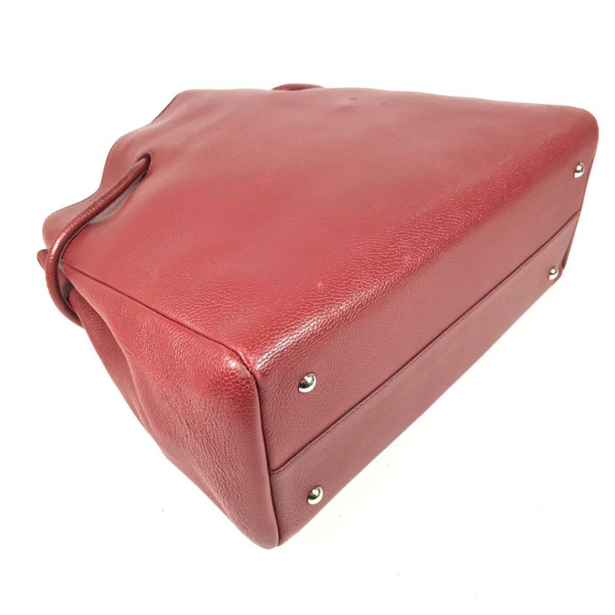 【デルヴォー】本物 DELVAUX ハンドバッグ 赤色系 トートバッグ 本革 レザー 女性用 レディース_画像6