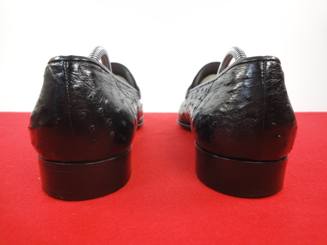 【GABRIEL】本物 靴 25cm 黒 総オーストリッチ ビットローファー スリッポン ビジネスシューズ フルポイント 駝鳥 高級素材 男性用 メンズ_画像3