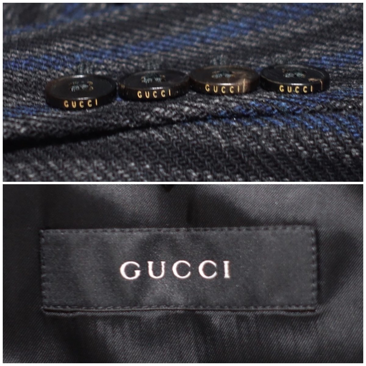 定価40万 極美品 GUCCI グッチ ツイード ダブルブレスト ストライプ スーツ セットアップ 355309 ウール メンズ 50_画像3