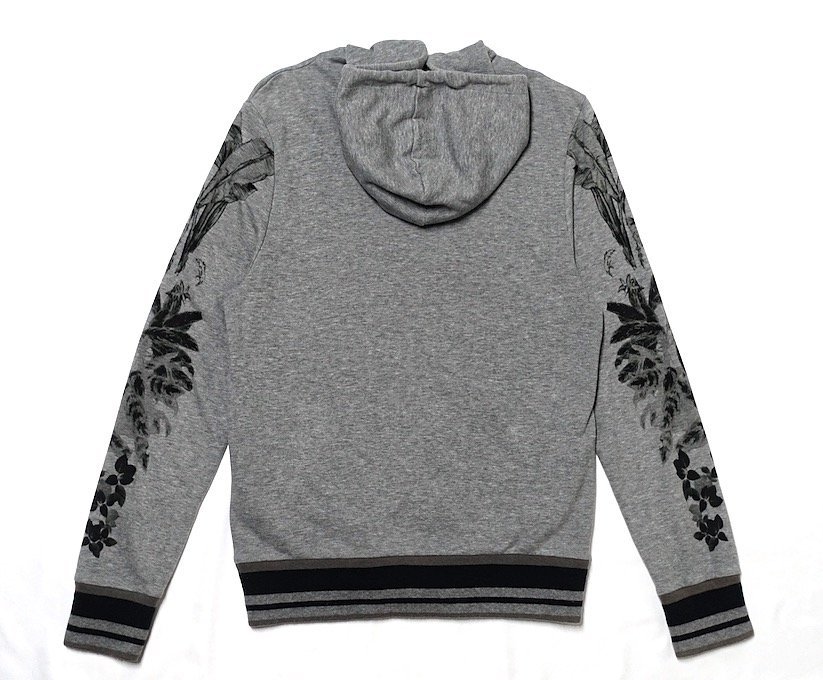 16SS beautiful goods ETRO Etro sleeve leaf print double Zip up cotton jersey - sweat f-ti Parker gray men's S