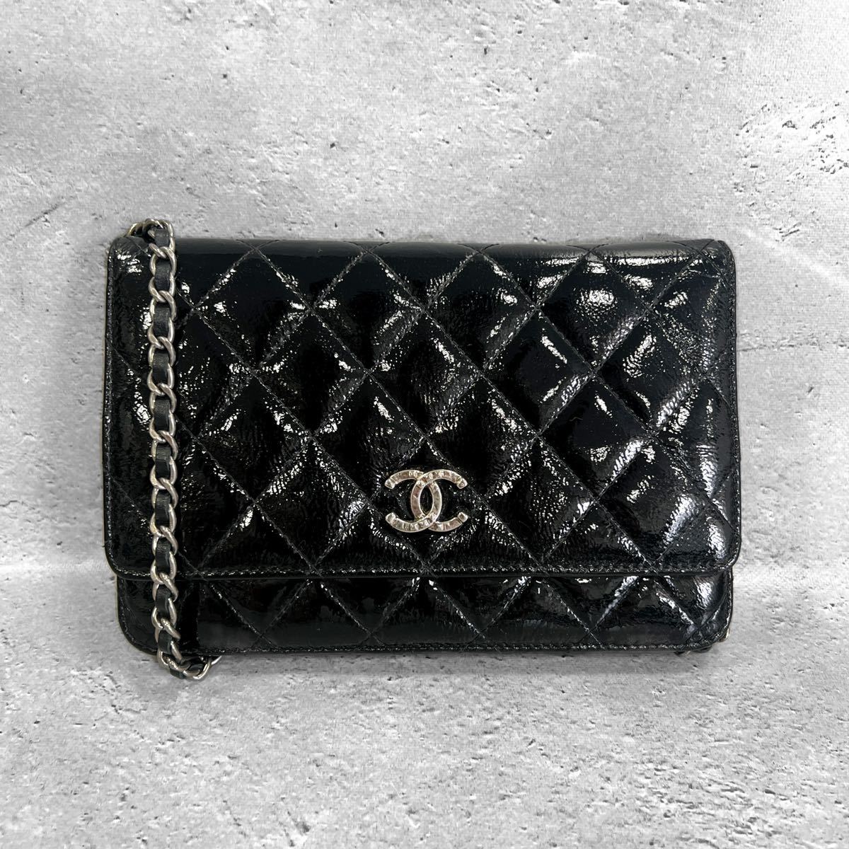 CHANEL シャネル マトラッセ チェーンウォレット チェーンショルダーバッグ ココマーク 斜め掛け パテントレザー エナメル ロゴ 激安