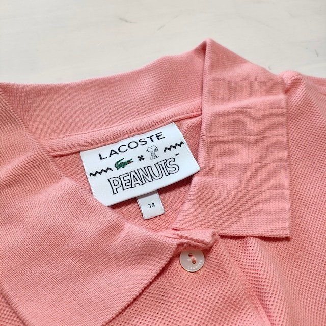 3-0601S△LACOSTE PEANUTS スヌーピー 半袖 鹿の子 ポロシャツ ピンク