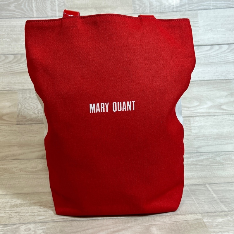 MARY QUANT/ Mary Quant / vertical daisy print canvas tote bag /A4 correspondence / red × white / shoulder .. possibility 