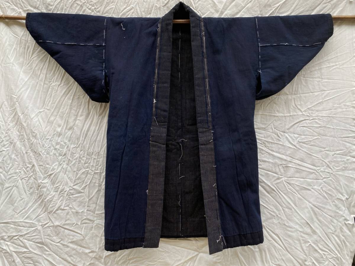 絶妙な風合い 野良着 もめん 縞 濃紺 藍染 INDIGO ジャパンヴィンテージ JAPAN VINTAGE 襤褸 BORO 昭和初期 戦前 戦後 30s40s50s