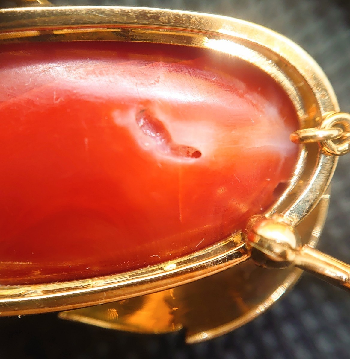 618[16.35g] супер крупный красный .. печать K18 Gold застежка брошь * подвеска с цепью аксессуары коралл античный золотой металлические принадлежности 