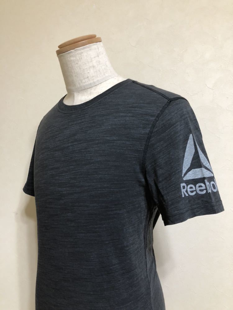 【美品】 Reebok リーボック トレーニング ウェア Tシャツ ビッグロゴ トップス サイズM 半袖 黒 BS3977 アディダス_画像7