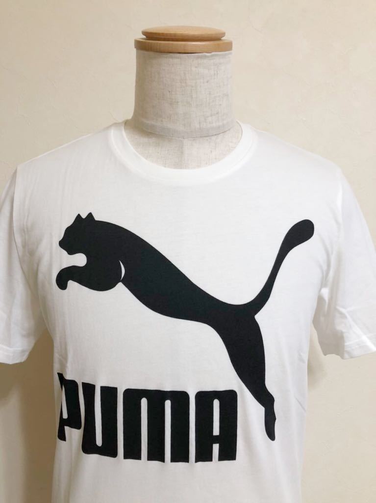 【新品】 PUMA プーマ ビッグロゴ クルーネック Tシャツ トップス ホワイト サイズM 半袖 白 573810_画像3