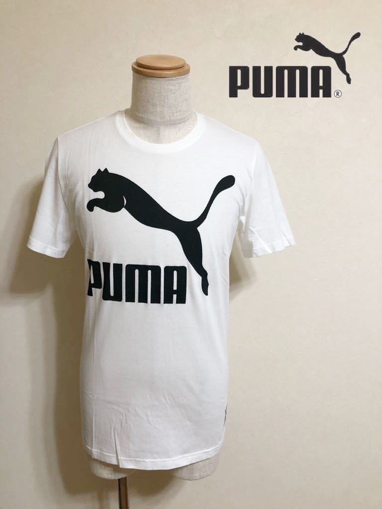 【新品】 PUMA プーマ ビッグロゴ クルーネック Tシャツ トップス ホワイト サイズM 半袖 白 573810_画像1