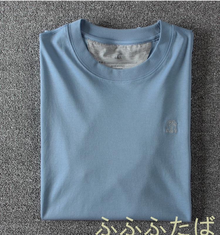 Brunello Cucinelli　ブルネロクチネリ Tーシャツ　コットン　半袖　メンズ　夏　 無地　カジュアル　ブルー　XL