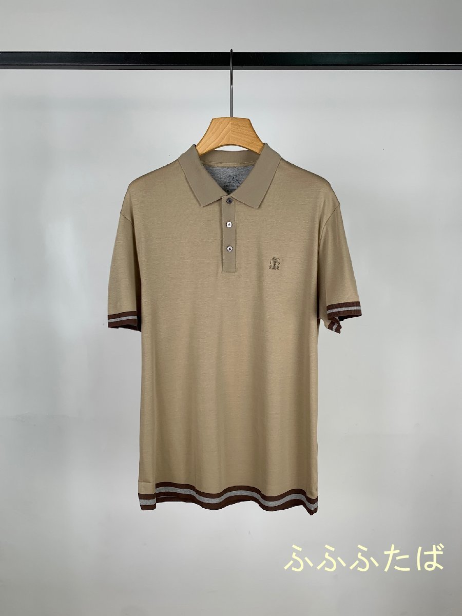 Brunello Cucinelli　ブルネロクチネリ　ポロシャツ　T-シャツ　ビジネス　半袖　メンズ　ベージュ　48