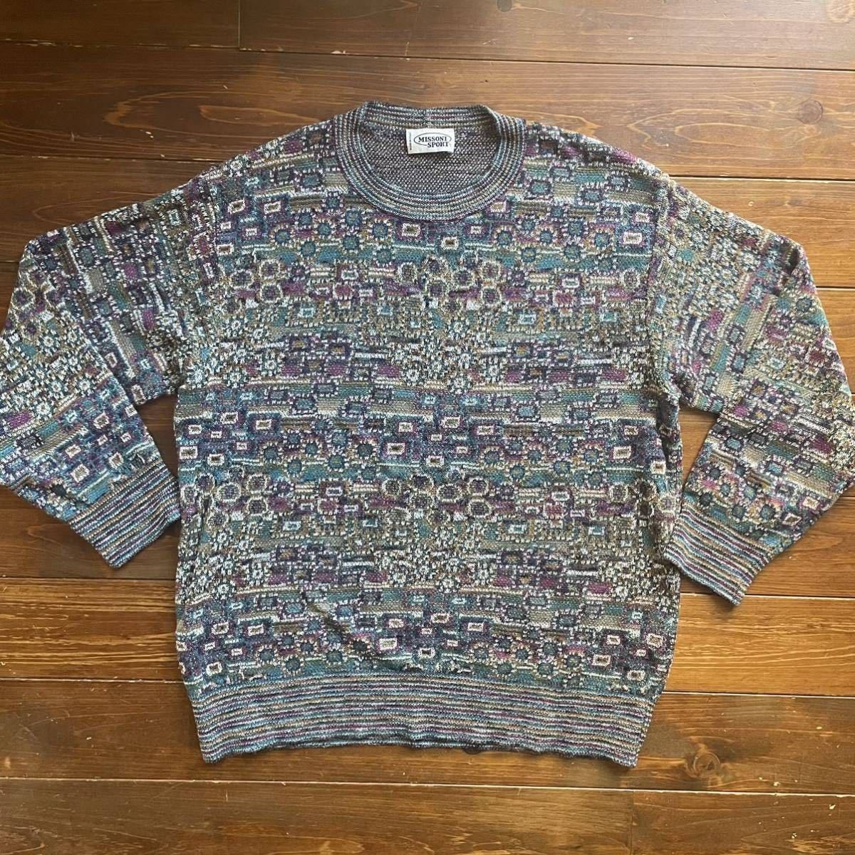 く日はお得♪ MISSONI SPORT サマーニット ヴィンテージ 90s 総柄 古着 イタリア ITALY製 ニット マルチカラー ミッソーニ 男性用 く日はお得♪ MISSONI SPORT サマーニット ヴィンテージ 90s 総柄 古着 イタリア ITALY製 ニット マルチカラー ミッソーニ 男性用