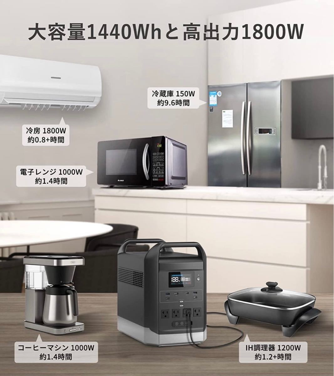 1C02z0C MARXON ポータブル電源 大容量 G1500 1800W (サージ 3600W) AC