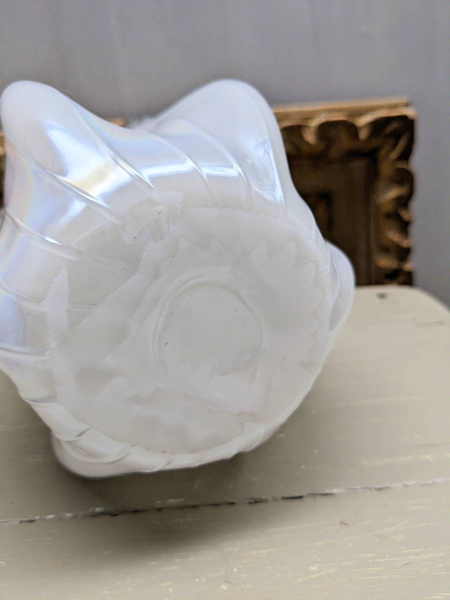 klata craft стекло Aurora жемчуг оборка ваза Showa Retro белый белый цветок основа 