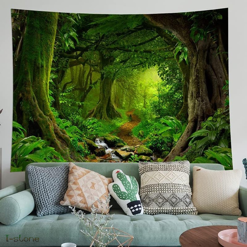  tapestry new green. average tree road nature background design art stylish interior presence eminent power spot circle wash possible spilichuaru atmosphere making 