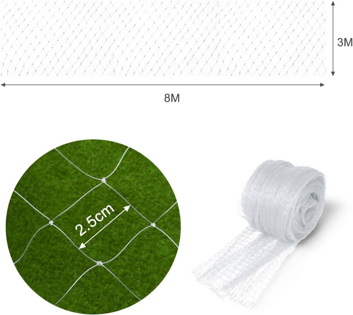 防鳥・防除ネット 透明色ネット ペット脱走防止用 鳥よけ カラス対策 伸縮性抜群 ベランダ 畑 果樹園 野菜 結束バンド付き 農作物 普段使い_画像6