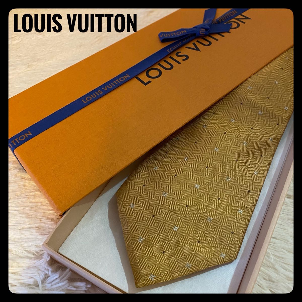 LOUIS VUITTONネクタイ モノグラム マスタードカラー 美品❗️