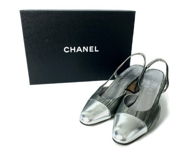 シャネル CHANEL バックストラップパンプス サンダル 37C-