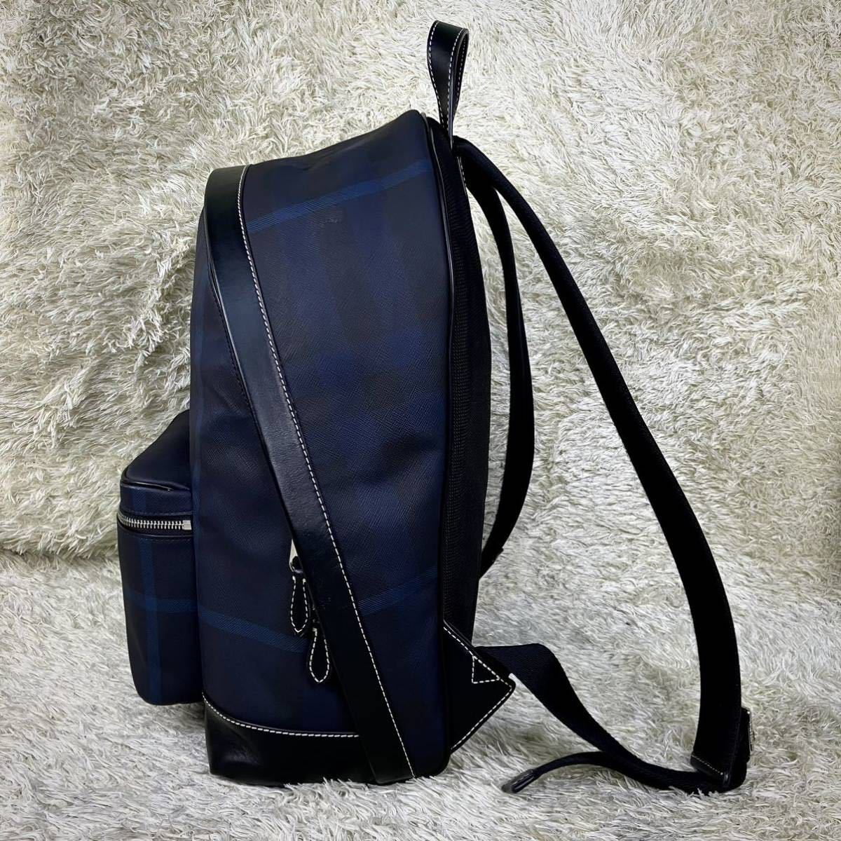 ネット限定】 美品 BURBERRY ロゴ金具 チェック レザー リュック